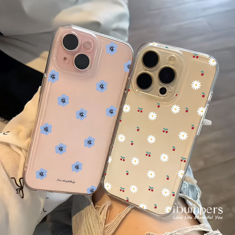 ibumpers Ốp Điện Thoại iPhone Blue Morning Glory Họa Tiết Cặp Đôi Ốp Lưng Trong Suốt Chống Sốc Cho IPhone 16 15 14 12 13 11 Pro Max IP 7 8 Plus X XS XR