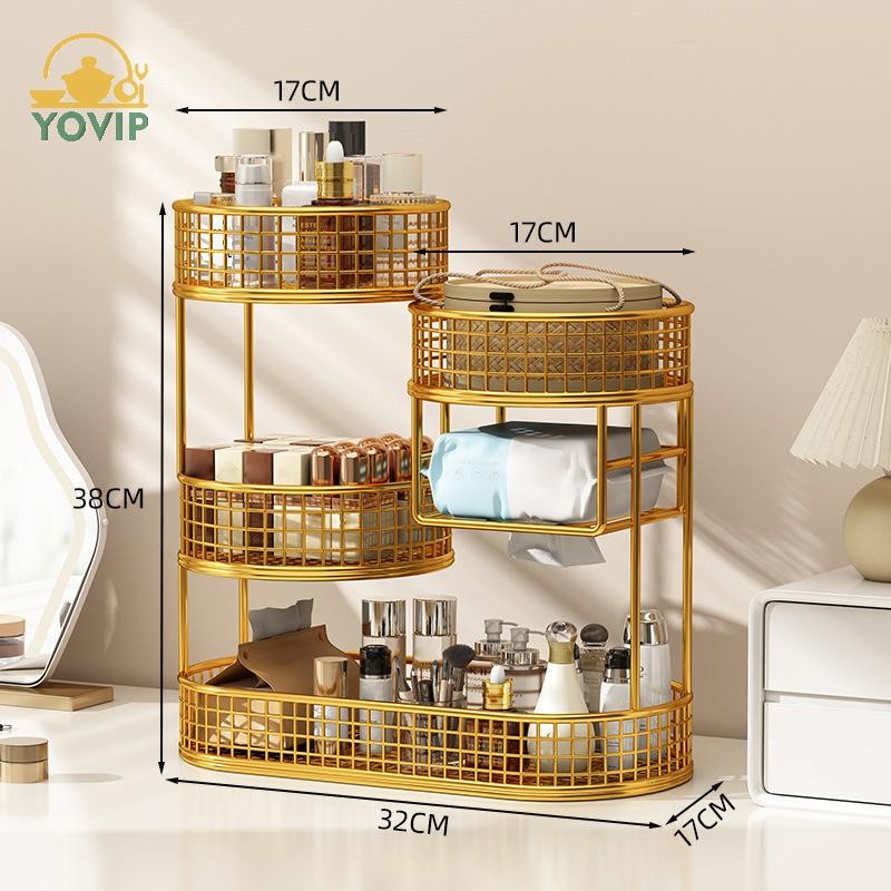 YOVIP 1 Nhẹ Sơn Kim Loại Hộp Đựng Mỹ Phẩm Lắp Đặt Trang Điểm Giá Để Đồ Trang Điểm Hiện Đại Vanity Kệ Để Bàn VN