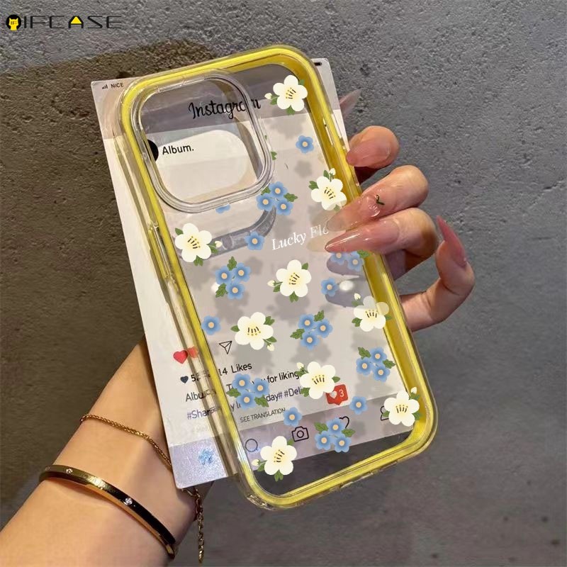 Dành Cho Redmi Turbo 4 Pro 3 13C 13R K80 K70 K60 Pro K50i Ốp Điện Thoại 2 Trong 1 Gradient Xanh Trắng Hoa Hoa Đơn Giản Chống Sốc Trong Suốt Vỏ Mềm Ốp Lưng
