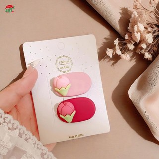 Kẹp Tóc Dopamine Màu Tulip Kawaii Nhựa Hồng - Phụ Kiện Tóc Cho Bé Gái