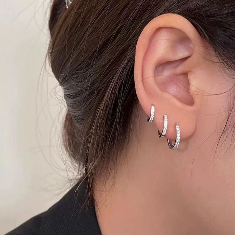 Bông tai nhỏ tròn tối giản dành cho nữ Bông tai Zircon nhỏ đơn giản phù hợp