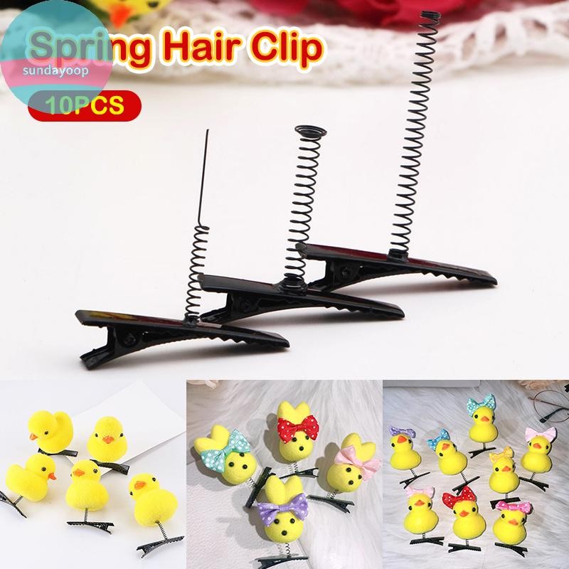 Kẹp Tóc Kim Loại Đen và Vịt Vàng Nỉ - 10 Chiếc | Phụ Kiện Tóc DIY & Barrette VN