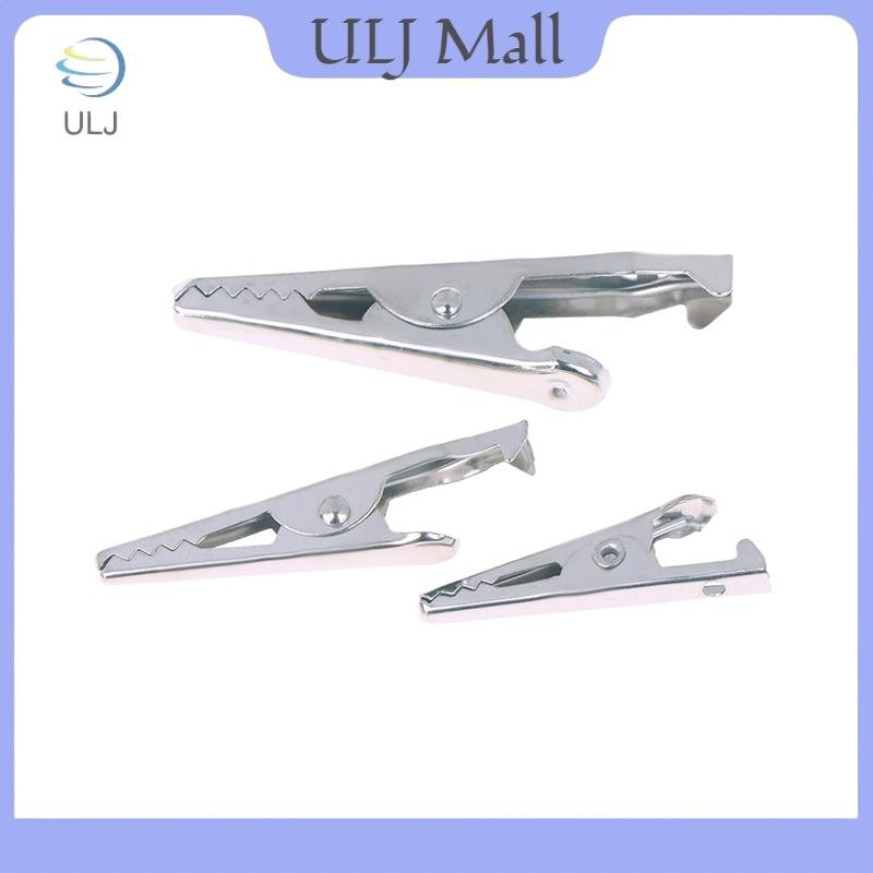 ULJ 50 CÁI Kẹp cá sấu bằng kim loại bạc Kẹp cá sấu 28mm 35mm 45mm để kiểm tra điện để kiểm tra pin.
