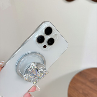 Trắng 3d Nơ Tròn Trơn Giá Đỡ Điện Thoại Từ Tính Cho IPhone 16 15 14 13 12 Pro Max 14 Plus Có Thể Gập Lại Pop Ring Grip Co Giãn Để Bàn Đứng P4