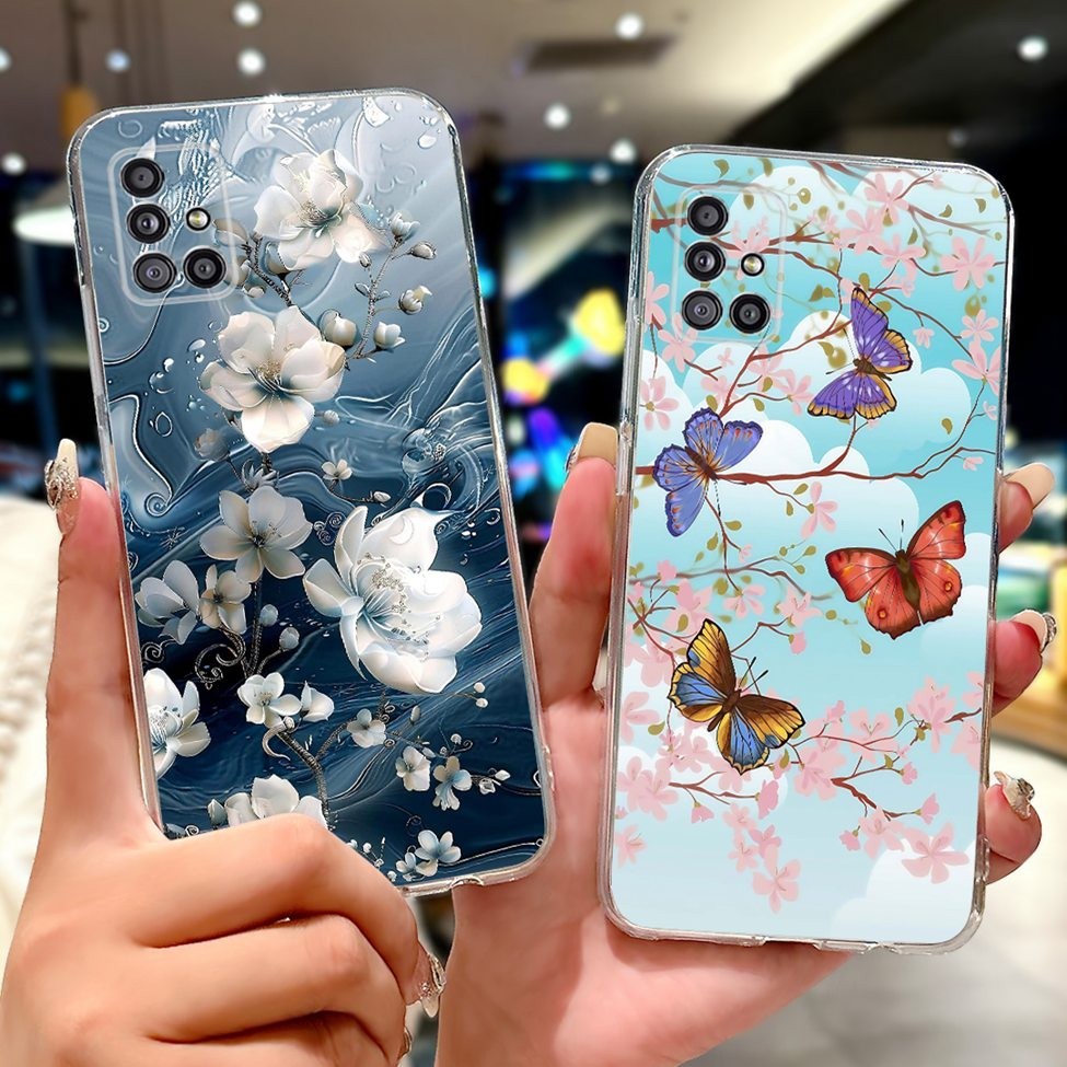 Dành Cho Samsung A51 5G Ốp Lưng SM-A516N Trong Suốt Thẩm Mỹ Mèo Dễ Thương Thời Trang Hoa Sơn Ốp lưng Samsung Galaxy A51 5G