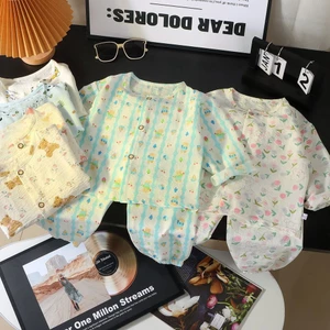 Bộ Đồ Ngủ Phong Cách Mỏng Trẻ Em Mùa Xuân Thu Cardigan Bộ Hai Mảnh 90-160 Kích Thước LRQD