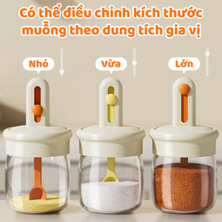 (SẴN) Lọ đựng gia vị kèm muỗng có thể điều chỉnh ngắn dài tiện lợi MAISON, Hũ đựng gia vị nhà bếp kèm thìa