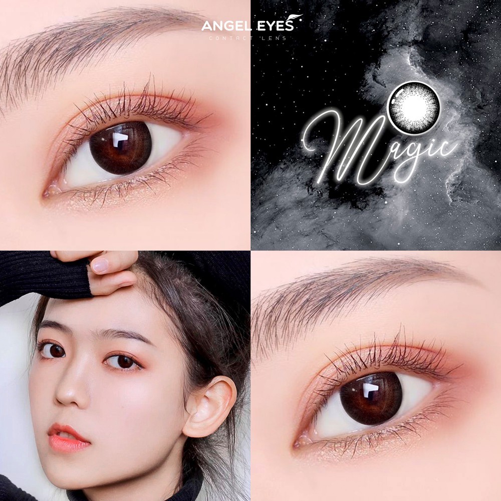 [HÀNG MỚI VỀ] Lens giãn tròng màu đen tự nhiên có độ 0-6 Magic BlackAngel Eyes, kính giãn tròng hiệu ứng giãn 14.5