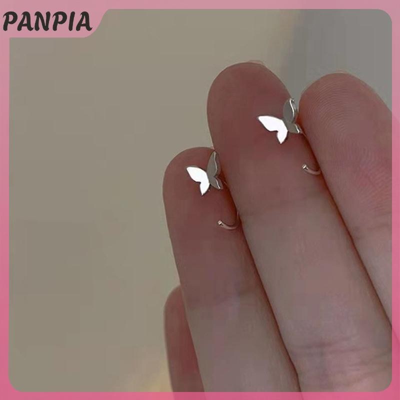 PANPIA-Sliver Mở Bông Tai Trang Sức Cô Gái Dễ Thương Vòng Bông Tai Pha Lê Mở Huggies Piercings Vòng Tròn