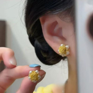 Bông tai ngọc trai hồng lưới vàng, thiết kế độc đáo và tinh tế dành cho nữ