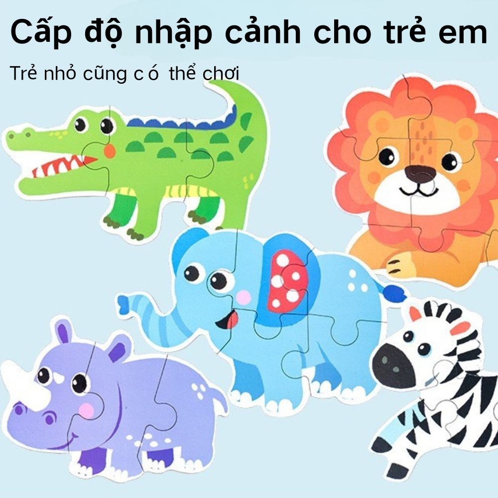 6-in-1 Puzzle Toy Kindergarten Iron Box Wood Puzzle Board Children Gift Animal Traffic