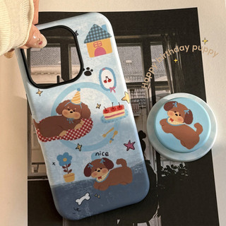 [Sheren] Ốp Điện Thoại Denim Blue Puppy Stand Thích Hợp Cho i16 15 14 13 12 11 pro max Vỏ Bảo Vệ Chống Sốc