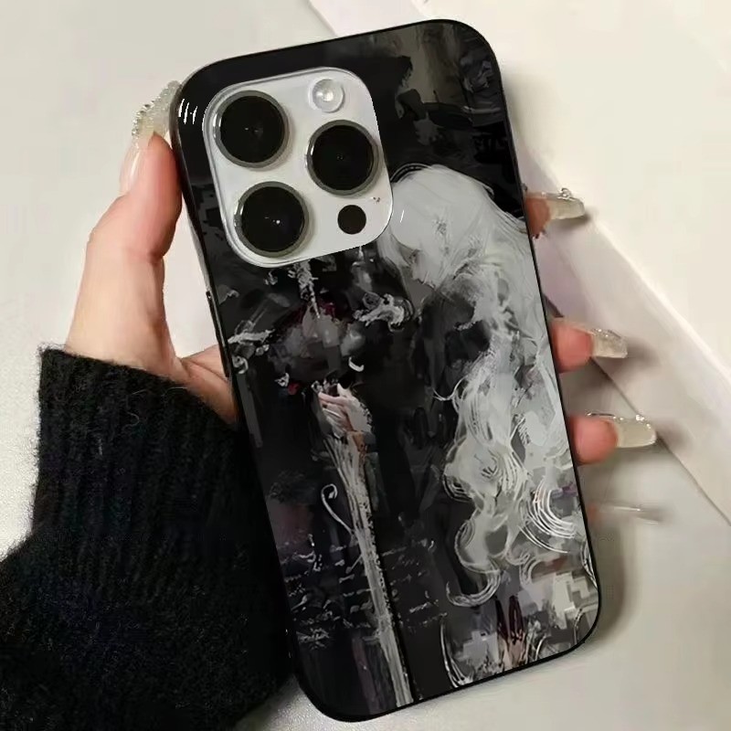 Ốp Điện Thoại Phù Thủy Tóc Kiếm & Trắng Cho iPhone 16 15 14 13 12 11 Pro XS Max 7 8 Plus SE2 Tranh Nghệ Thuật Trung Cổ TPU Chống Sốc Mềm