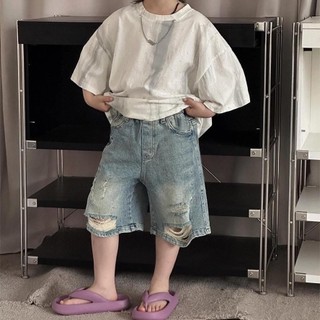 JD10- Quần Jean Đùi Rách Bé Trai Size 12 ~60kg) | Quần Short Jean Trẻ Em Màu Xanh Cực Chất