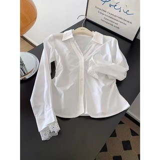 Áo sơ mi dài tay ren nữ phong cách Hàn Quốc