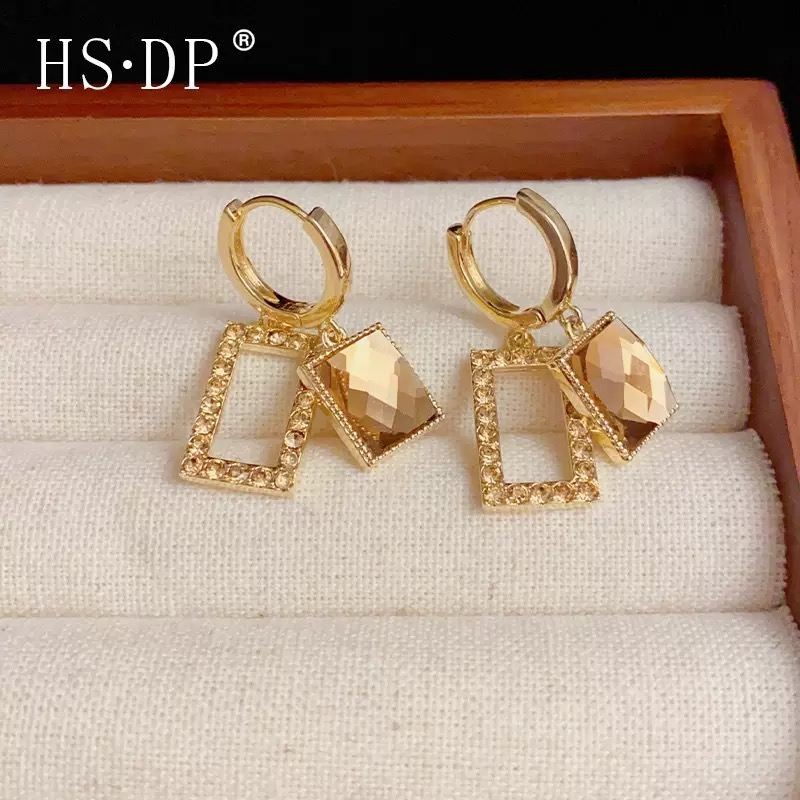 Bông Tai Thép Không Gỉ Kim Cương Pha Lê Thanhh lịch Sang Trọng