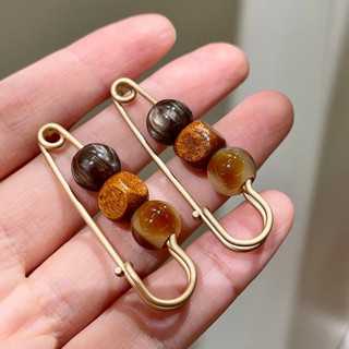 Bông tai cổ điển hạt nâu màu hoàng hôn và hổ phách