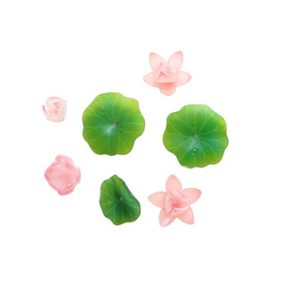 Mô Phỏng Mùa Hè Hoa Sen Lá Sương Hạt Nhiệt Co Tấm Nhựa Thẳng Xuyên Tự Làm Handmade Trang Sức Bông Tai Kẹp Tóc Phụ Kiện