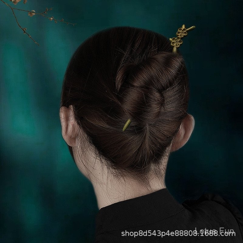 Handmade Sáng Tạo Gỗ Đàn Hương Khắc Hoa Mai Kẹp Tóc Sáng Tạo Độc Đáo Cổ Điển Phong Cách Trung Quốc Hàng Ngày Cuộn Tóc Mũ Đội Đầu Hanfu Sườn Xám Phụ Kiện