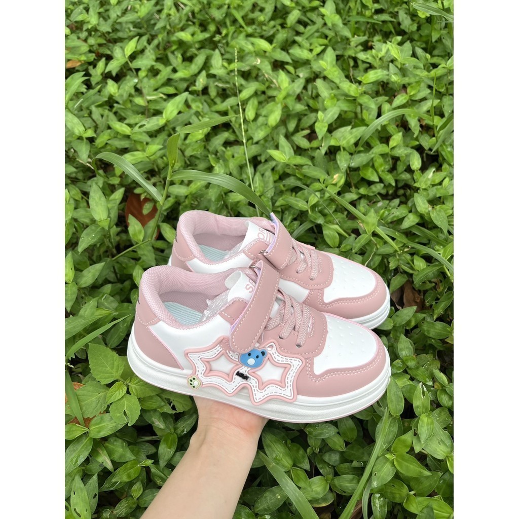 giày thể thao bé trai bé gái đen, hồng ngôi sao xin xắn mẫu mới có quai dán size đại QCCC có hộp SAO580 ( ảnh thật )