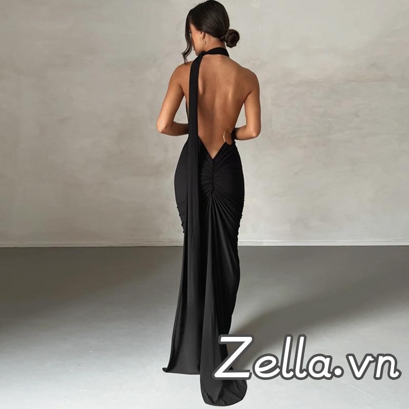 Váy dài nữ mùa hè không tay cổ dây chắc chắn Slim Fit Váy dự tiệc
