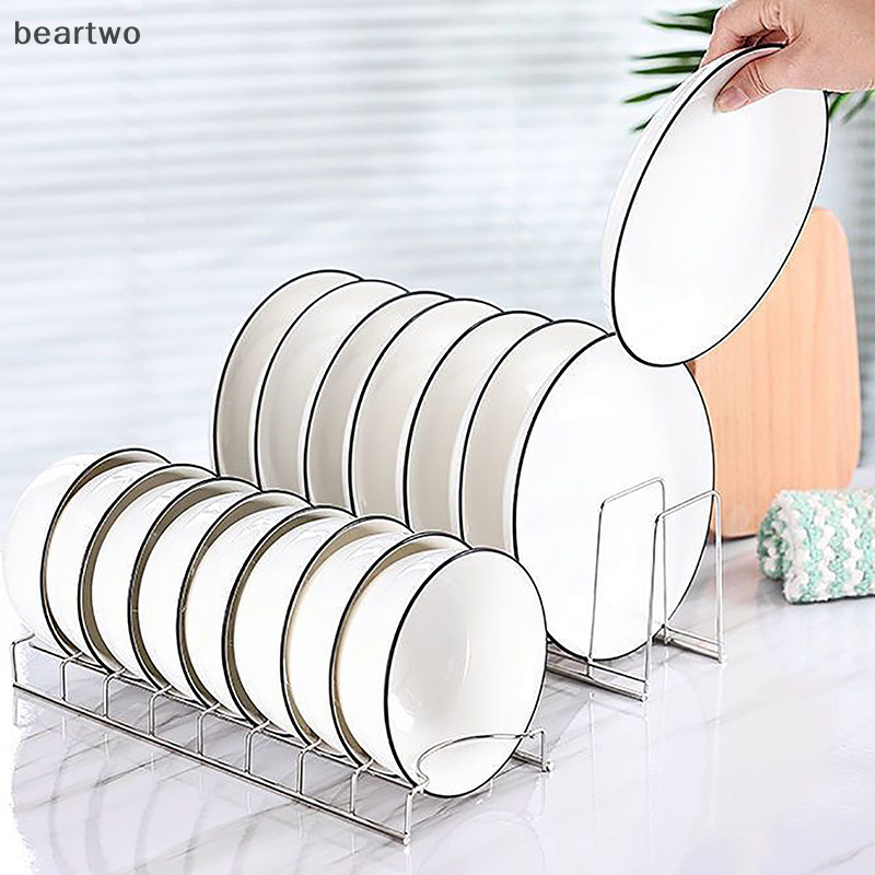 < Beartwo > Giá thoát nước bát đĩa bằng thép không gỉ Tấm nắp nồi nhà bếp Giá để đồ Kệ đa năng Giá phơi bát Giá đỡ nhà bếp Dụng cụ sắp xếp đẹp