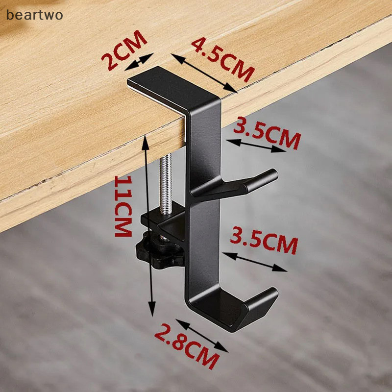 < Beartwo > Móc cạnh bàn có thể điều chỉnh Tai nghe chơi game Móc treo bàn Ba lô Lưu trữ Móc treo Giá đỡ đục lỗ Dụng cụ tổ chức văn phòng tại nhà Đẹp