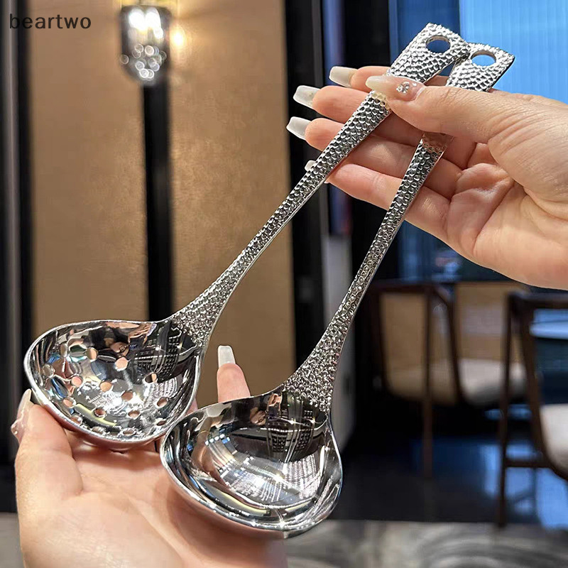 < Beartwo > Thìa Canh Inox Làm Sâu Thìa Dung Tích Lớn Gương Bạc Đánh Bóng Flatware Súp Cơm Nhà Bếp Bộ Đồ Ăn Đẹp