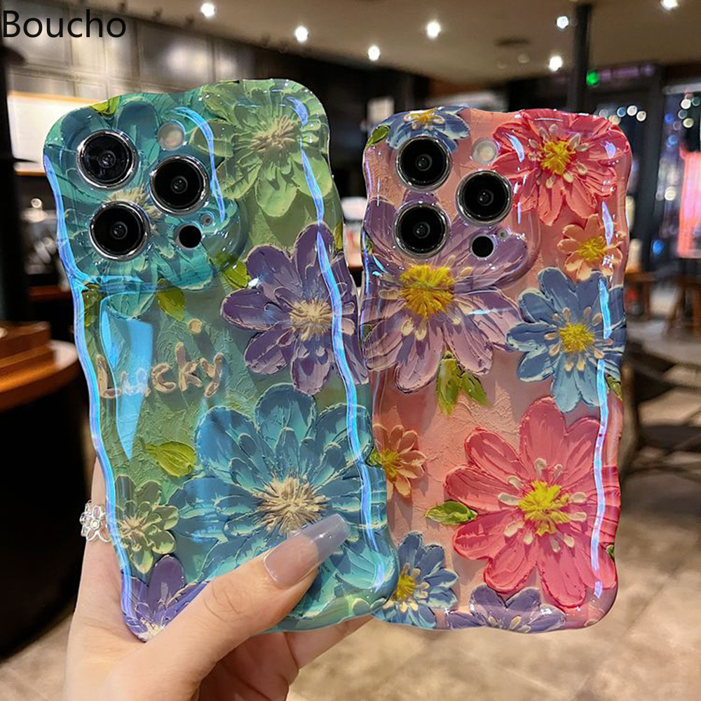 Dành Cho iPhone 15 Pro Max Tranh Sơn Dầu Hoa Họa Tiết Ốp lưng iPhone 11 12 13 14 Pro Max 12pro 15 plus 15pro Ốp Lưng Bảo Vệ