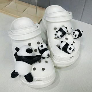 Mới 1 Chiếc Gấu Trúc Dễ Thương Bé Giày Quyến Rũ Hoạt Hình Đáng Yêu Lập Thể Sandal Trang Trí Trẻ Em DIY Dép Lỗ Giày Phụ Kiện