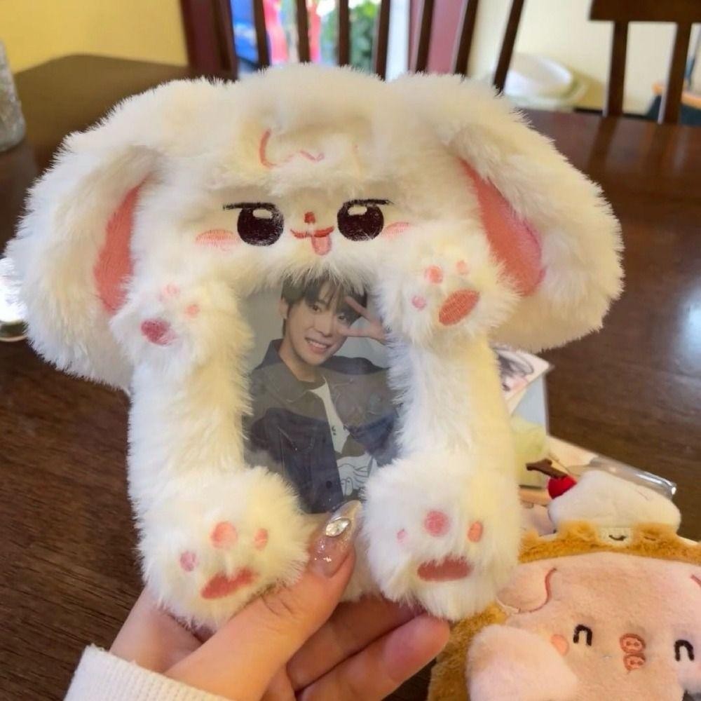 THFENG Photocard, Thỏ tai lớn đa chức năng / Hộp đựng thẻ ảnh Collie viền, Quà tặng thẻ sang trọng dễ thương