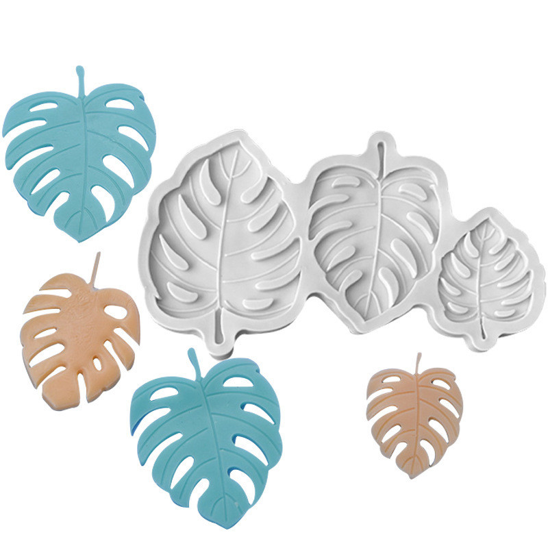 Lá Nhiệt Đới Monstera Lá Dương xỉ Flamingo Khuôn Silicon Nướng Bánh Sô Cô La Trang Trí Khuôn Làm Bánh DIY