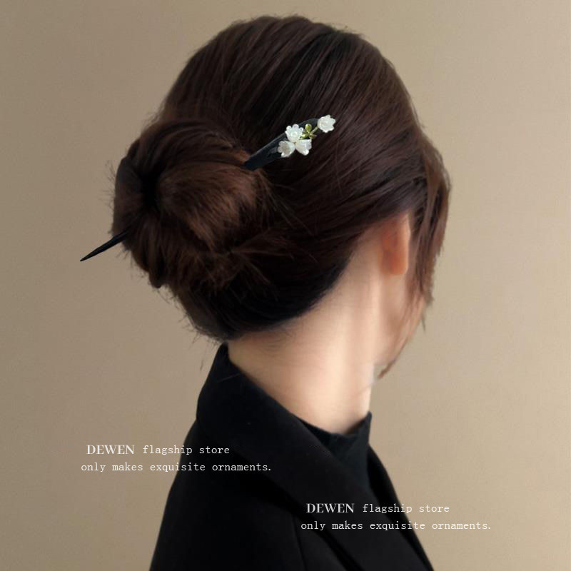 Kẹp tóc phong cách Trung Quốc mới Nữ Lily of the Valley Flower Kẹp tóc bằng gỗ