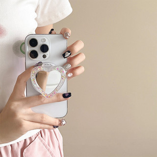 Gương Tình Yêu Tròn Từ Tính Giá Đỡ Điện Thoại Cho Magsafe Case Và IPhone 16 15 14 13 12 Pro Max 14 Plus Có Thể Gập Lại Pop Ring Grip Co Giãn Để Bàn Màu