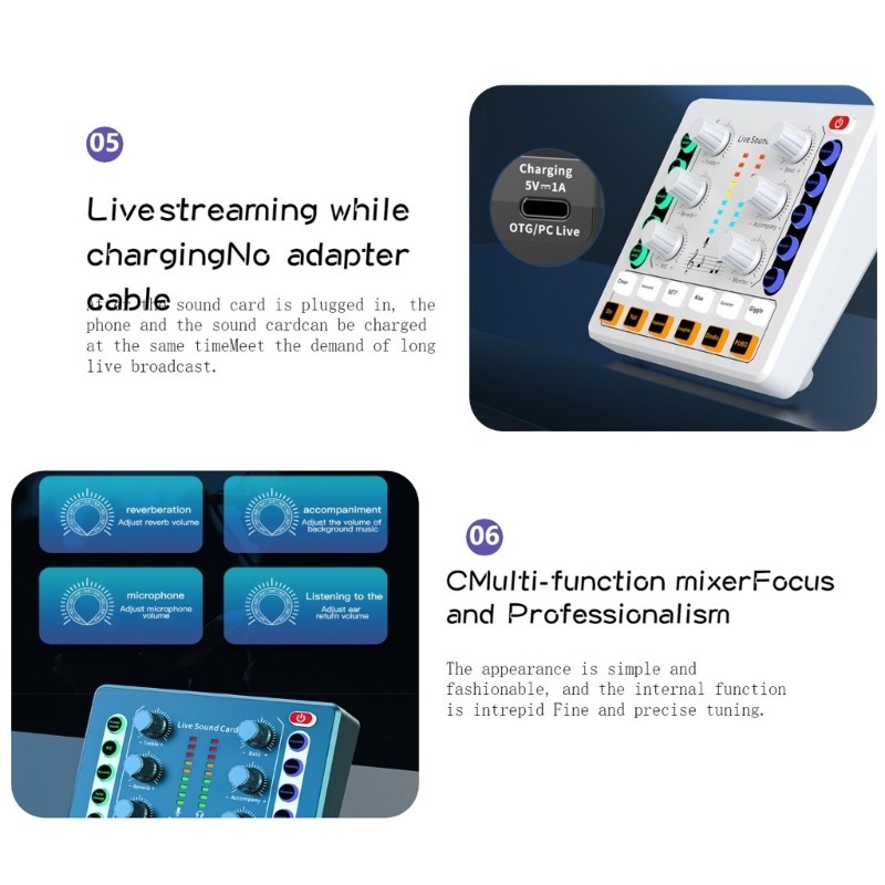 Cinna Live Card Âm Thanh Thiết Bị Podcast Micrô Máy Trộn Âm Thanh Thay Đổi Giọng Nói
