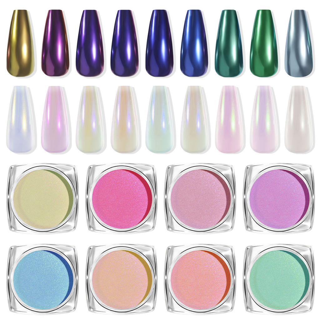 Nail Art Glowing Powder DIY Magic Mirror Glitter Nails Aurora Fairy ...