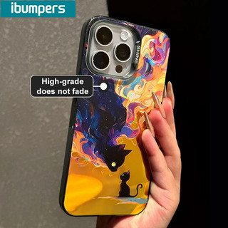 ibumpers ốp lưng Iphone đẹp Hàn quốc mèo graffiti in hình ốp điện thoại IMD cứng trơn chống bẩn chống sốc cho Iphone 15 14 12 13 11 pro max