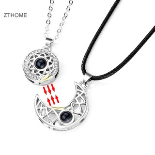 Zthome Mặt Trời Và Mặt Trăng Chiếu Vòng Cổ Tôi Yêu Bạn Trong 100 Ngôn Ngữ Vòng Cổ Từ Tính Hình Trái Tim Cutout Cặp Đôi Vòng Cổ Quà Tặng HOT