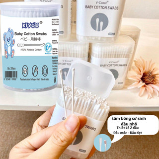 Tăm bông sơ sinh Kiyou đầu nhỏ, đầu dẹt và đầu xoắn tăm bông vcoool mềm mại cho bé shop BeeOn