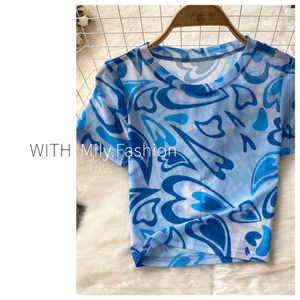 Milyfashion Ngụy Trang Gạc Mờ Cổ Tròn Chui Đầu Slim-fit Ôm Hơn Nhìn