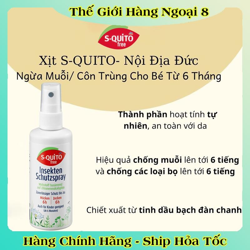 Xịt chống muỗi, kem bôi côn trùng đốt, thanh lăn và gel bôi muỗi đốt Squito Free cho bé từ sơ sinh của Đức- Date mới