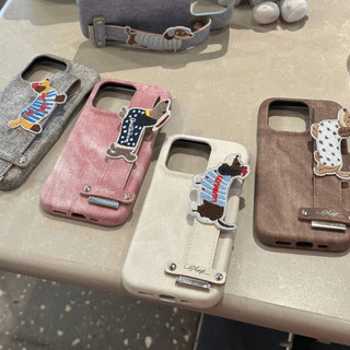 Dây đeo cổ tay chó thêu Denim Vỏ điện thoại cho iPhone15 14 13 12 11 Pro Max chống sốc bảo vệ camera chống rơi lưng cứng