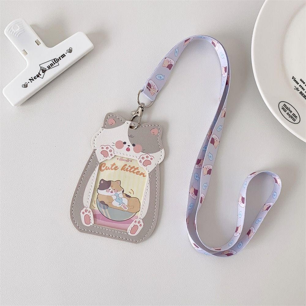Tấm bảo vệ ảnh BAMBOOB, Hộp đựng Photocard Kawaii dễ thương, Phim hoạt hình có dây buộc Vỏ thẻ PU