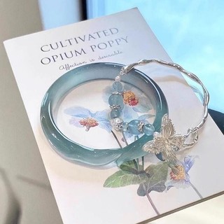 Vòng tay nữ Vòng tay bướm Aquamarine xếp chồng lên nhau