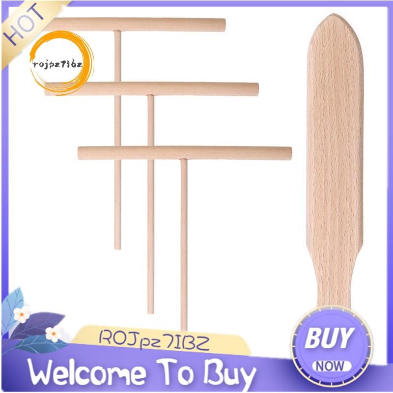 Bộ 4 Thìa Bằng Gỗ T Gậy Trải Bánh Pancake Batter Crepe Thìa Và Máy Trải Màu Gỗ Dụng Cụ Cho Đồng Nhất Máy Làm Crepe