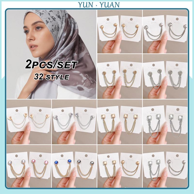 2 Cái / bộ Nút Từ Tính Mạnh Không May Không May Hồi Giáo Hijab Khăn Còng Thắt Chặt Không May Thời Trang Kẹp Từ Tính