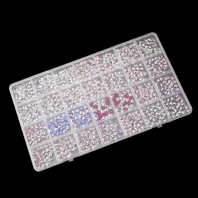 [8C14] 28 Lưới Nail Ch Hộp Bảo Quản Trang Sức Clear Nail Art Kim Cương Giả Dụng Cụ DIY Display Storage Case Hộp Sắp Xếp Salon [8C]