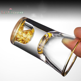 [Lostcorner] Thủy tinh pha lê Vodka Thủy tinh Sake Shochu Glass Bar Rượu mùi Lá vàng đôi đáy cốc trà thủy tinh Quà tặng cao cấp Rượu cứng [Mới]
