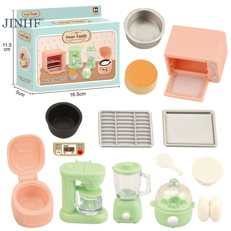 JINHF 1 Bộ 1: 12 Nhà Búp Bê Bếp Cơm Thu Nhỏ Lò Vi Sóng Máy Trái Cây Trứng Hấp Đồ Dùng Nhà Bếp Mô Hình Trang Trí Nhà Búp Bê Phụ Kiện HOT