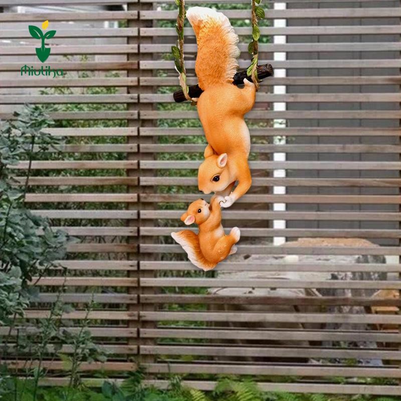 Miulika Nhựa Sáng Tạo Sóc Tượng Vườn Ngoài Trời Sóc Cho Phong Cảnh Micro, Vàng, 13cmx8cmx31cm